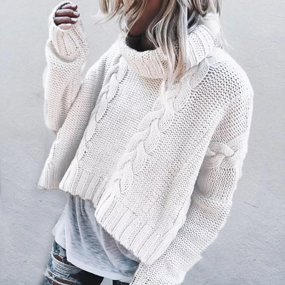 🔥🔥Enjoy My Life White High Neck Sweater